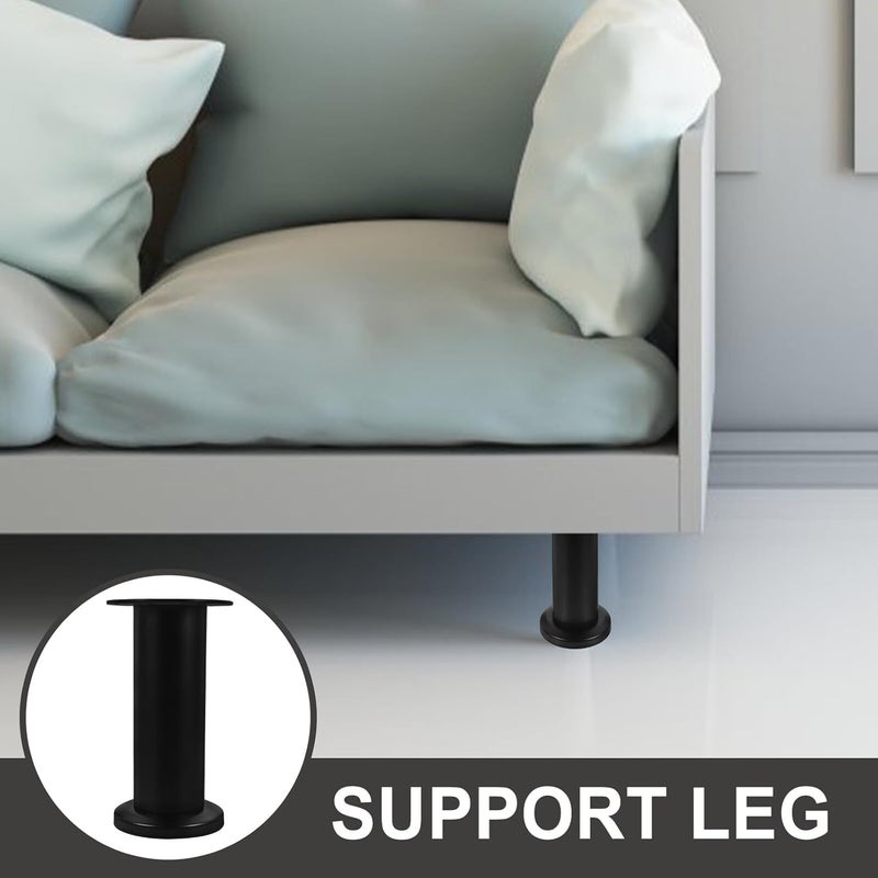 VILLCASE 4pcs Adjustable Bed Frame Support Legs 12-18cm Black Plastic Furniture Legs Replacement for Bed Frame Riser Cabinet Sofa - Image 5
