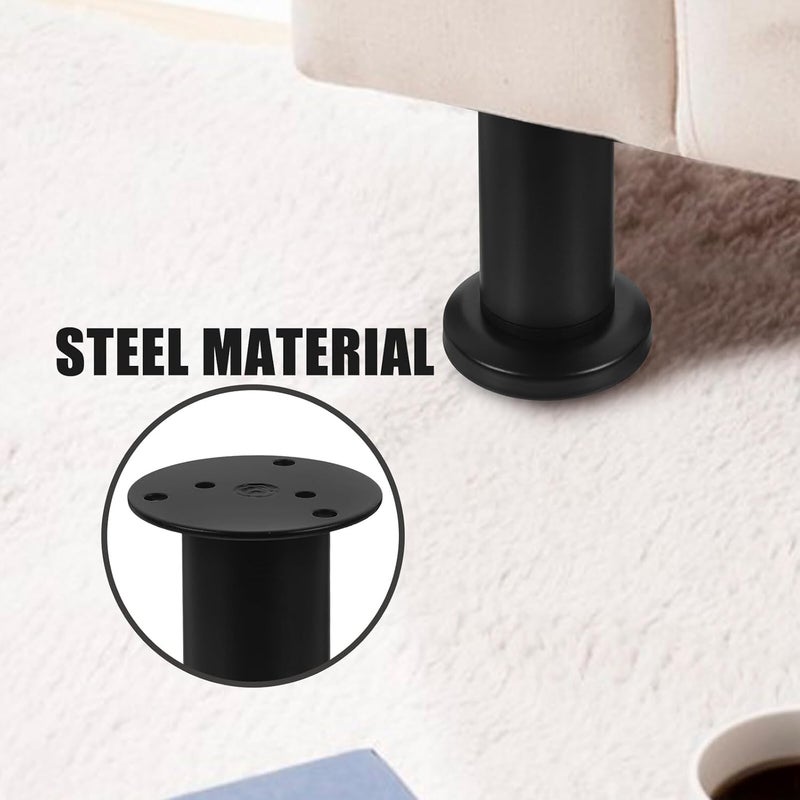 VILLCASE 4pcs Adjustable Bed Frame Support Legs 12-18cm Black Plastic Furniture Legs Replacement for Bed Frame Riser Cabinet Sofa - Image 4