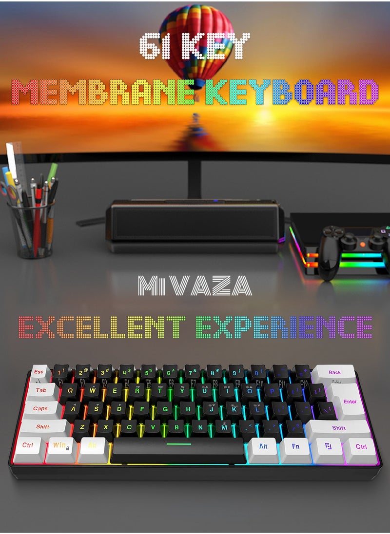 Mi VAZA - 61-Key Membrane Keyboard - Wired Mini Keyboard - Gaming Keyboard and Office Keyboard - RGB Light - Computer Keyboard - Image 1
