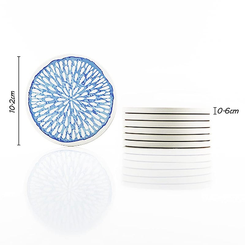 AD Set of 6 Coasters for Drinks Absorbing Round Ceramic Stone Coaster with Cork Base Tabletop Protection Mat for Mugs and Cups,Office,Kitchen (Colorful Series) - Image 4