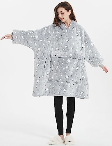 KFUBUO Wearable Blanket Hoodie for Adults Sherpa Glow in The Dark Oversized Sweatshirt Blanket with Pockets Cute Birthday Gifts for Women - Image 5