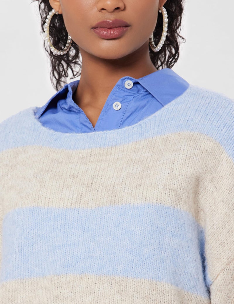ONLY Women's Regular Fit Blue Sweater - Image 4