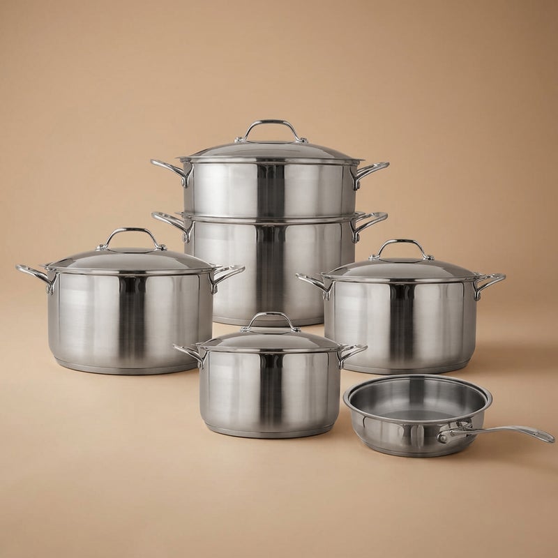 Rocky Steel Cookware Set, 11 Pieces - Silver - Image 1