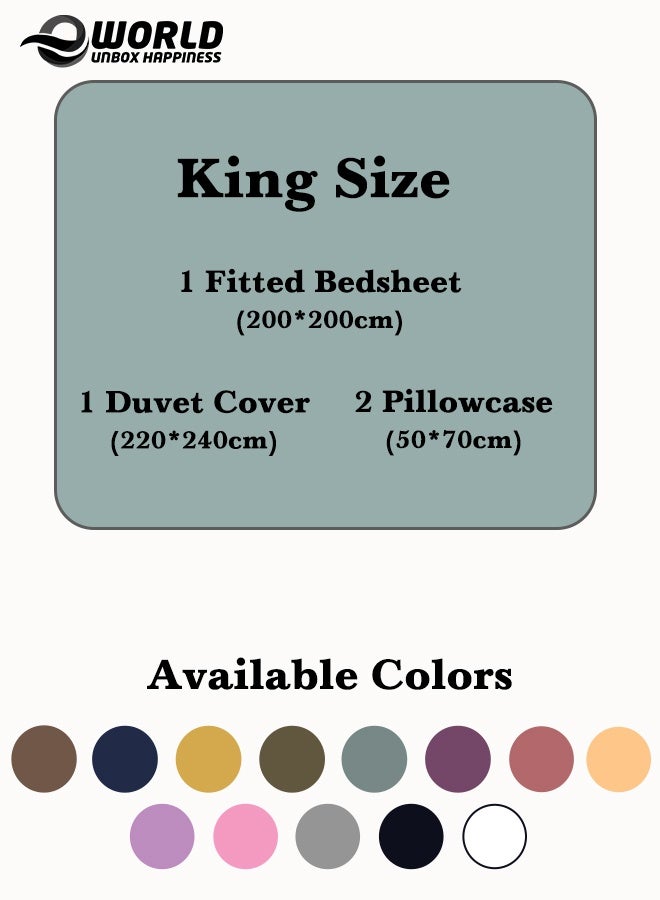 Eworld Premium Striped Duvet Set All Season – 4-Pieces Set Pastel Green | King Size 220x240 cm | Ultra-Soft, Wrinkle-Resistant & Made in Dubai | Includes Duvet Cover, Fitted Sheet (200x200 cm) & 2 Pillowcases (50x70 cm) - Image 4