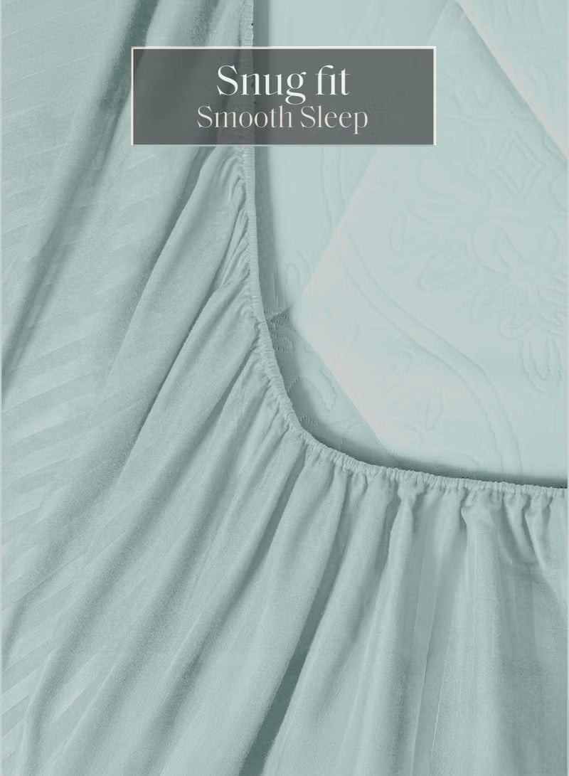 Eworld Premium Striped Duvet Set All Season – 4-Pieces Set Pastel Green | King Size 220x240 cm | Ultra-Soft, Wrinkle-Resistant & Made in Dubai | Includes Duvet Cover, Fitted Sheet (200x200 cm) & 2 Pillowcases (50x70 cm) - Image 5