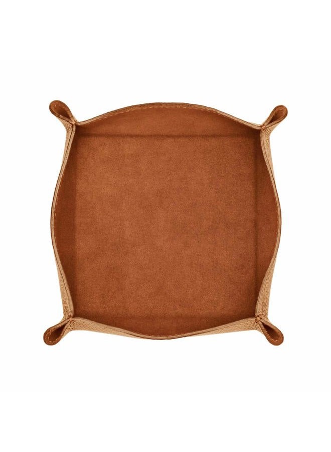 Maruse Storage tray with hand stitching, 100% full-grain leather, handmade by skilled craftsmen in Italy, and suede interior, rope beige - Image 1