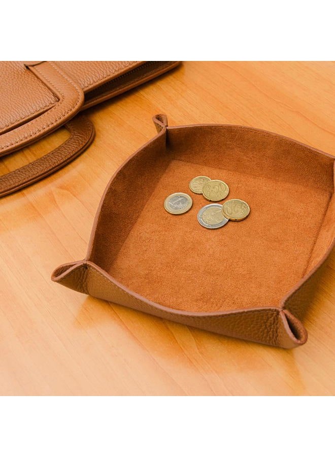 Maruse Storage tray with hand stitching, 100% full-grain leather, handmade by skilled craftsmen in Italy, and suede interior, rope beige - Image 2