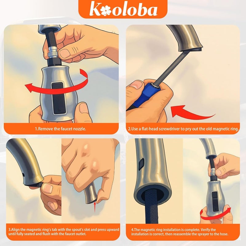 Kooloba RP80977 Magnet Replacement Kit for Delta Kitchen Faucet Parts - Fixes Loose Spray Head, Easy Install, Strong Magnet 3Pcs - Image 5