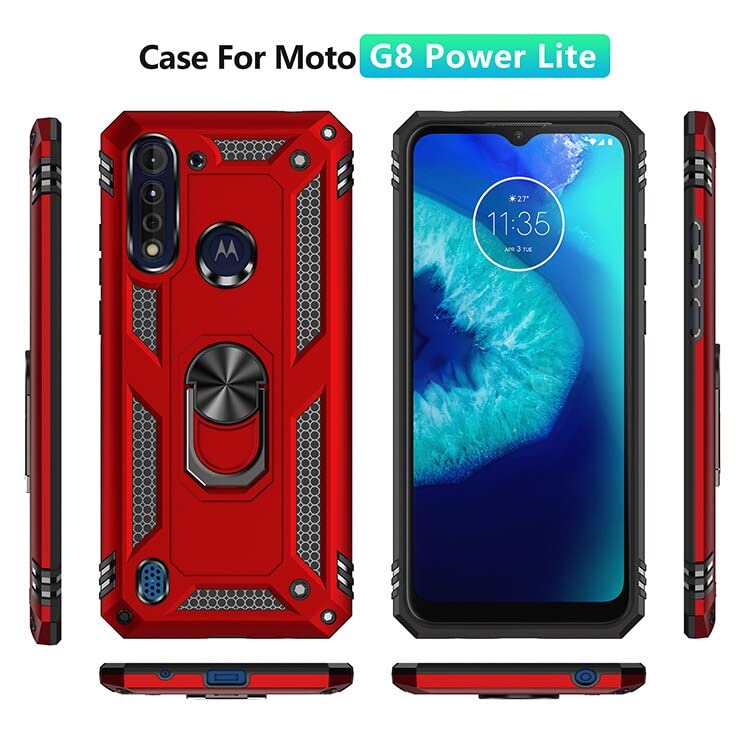 REALCASE Polycarbonate Motorola G8 Power Lite Back Cover Case | Heavy Duty Hybrid Shockproof Armor Defender with Ring Holder Back Cover Case for Motorola G8 Power Lite (R-Black) - Image 2