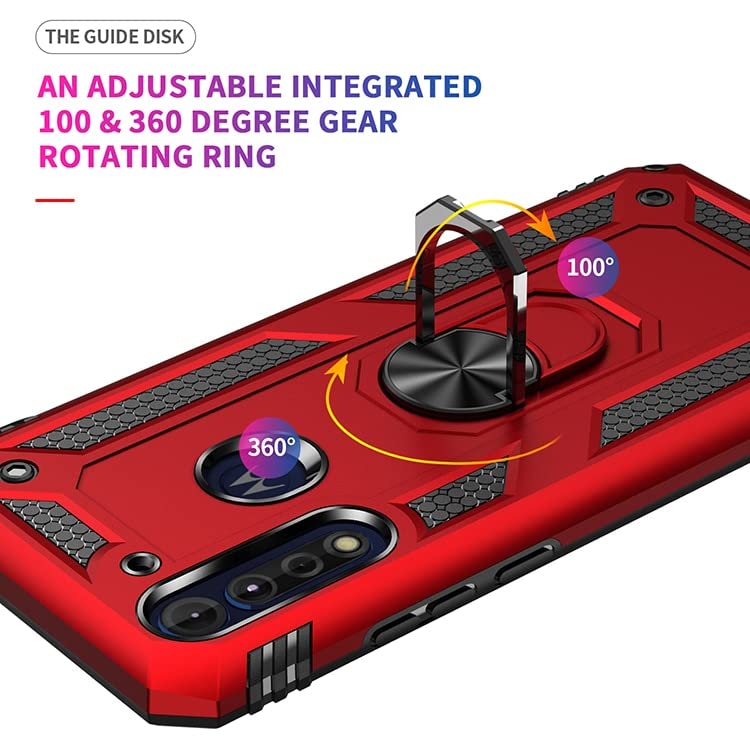 REALCASE Polycarbonate Motorola G8 Power Lite Back Cover Case | Heavy Duty Hybrid Shockproof Armor Defender with Ring Holder Back Cover Case for Motorola G8 Power Lite (R-Black) - Image 3
