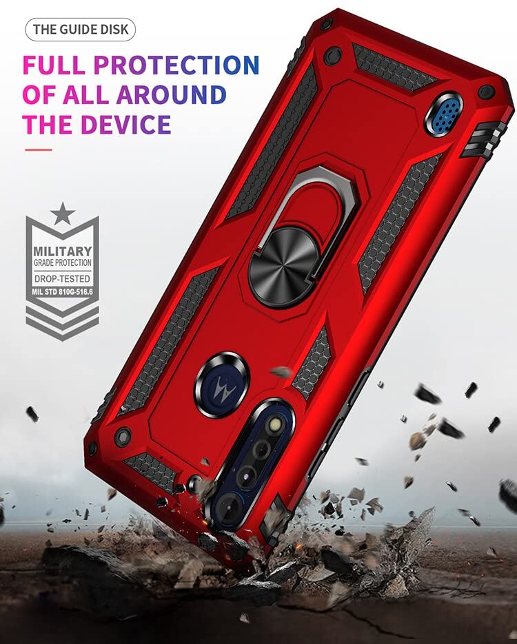 REALCASE Polycarbonate Motorola G8 Power Lite Back Cover Case | Heavy Duty Hybrid Shockproof Armor Defender with Ring Holder Back Cover Case for Motorola G8 Power Lite (R-Black) - Image 4