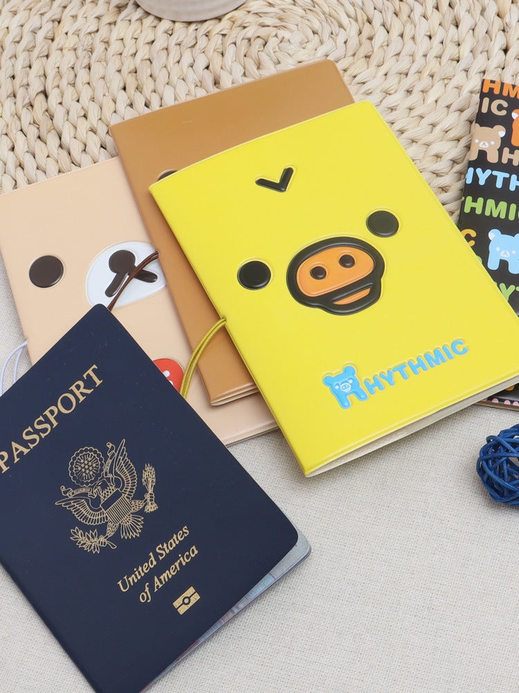 Rilakkuma Komatsu Bear Cartoon Chick Head Type 3D Stereo Passport Holder Pvc Passport Holder Card Holder - Image 5