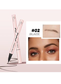 pudaier Eyebrow Pencil Liquid Eyebrow Pen Long Lasting Waterproof and Sweat Resistant Brow Color 0.01mm Tip Brow Pen for Thick to Thin Lines Eyebrow Color Black 02  - Image 2