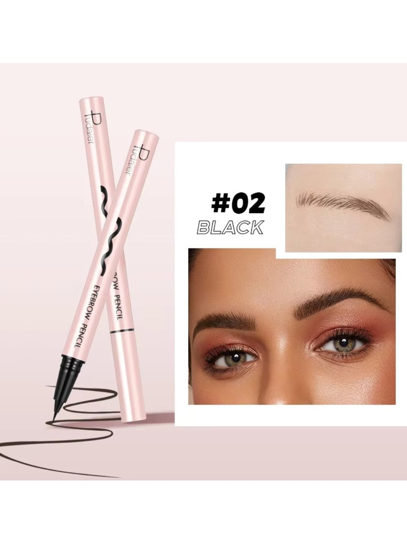 pudaier - Eyebrow Pencil Liquid Eyebrow Pen Long Lasting Waterproof and Sweat Resistant Brow Color 0.01mm Tip Brow Pen for Thick to Thin Lines Eyebrow Color Black 02 - Image 1