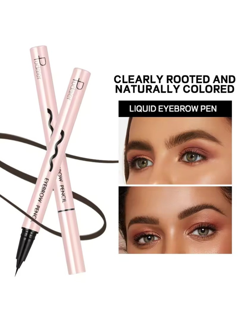 pudaier - Eyebrow Pencil Liquid Eyebrow Pen Long Lasting Waterproof and Sweat Resistant Brow Color 0.01mm Tip Brow Pen for Thick to Thin Lines Eyebrow Color Black 02 - Image 1