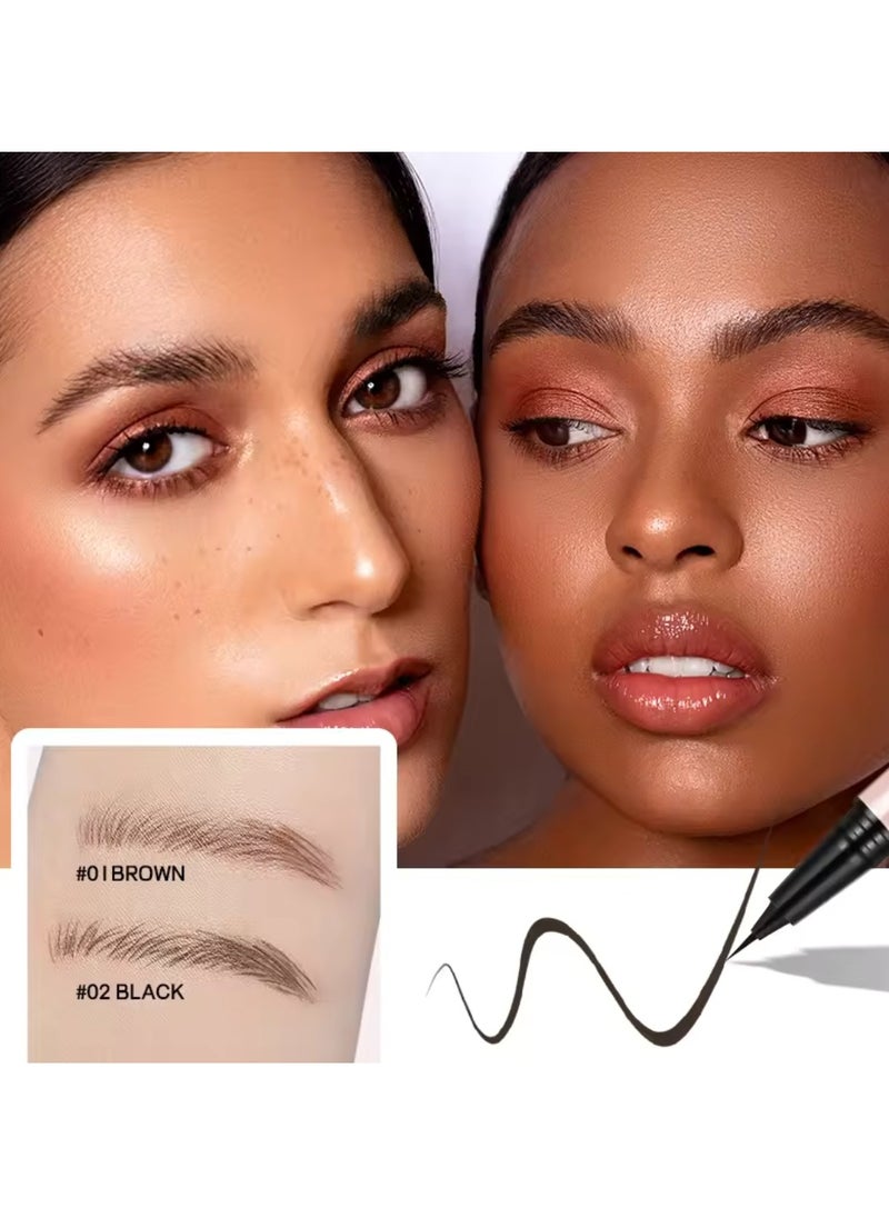 pudaier - Eyebrow Pencil Liquid Eyebrow Pen Long Lasting Waterproof and Sweat Resistant Brow Color 0.01mm Tip Brow Pen for Thick to Thin Lines Eyebrow Color Black 02 - Image 1