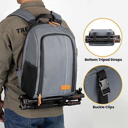 TARION Large Camera Backpacks for Photographers - Waterproof Camera Bag Photography backpack with 15.6" Laptop Compartment Rain Cover Side Access Tripod Holder(TB02 Grey) - Image 5