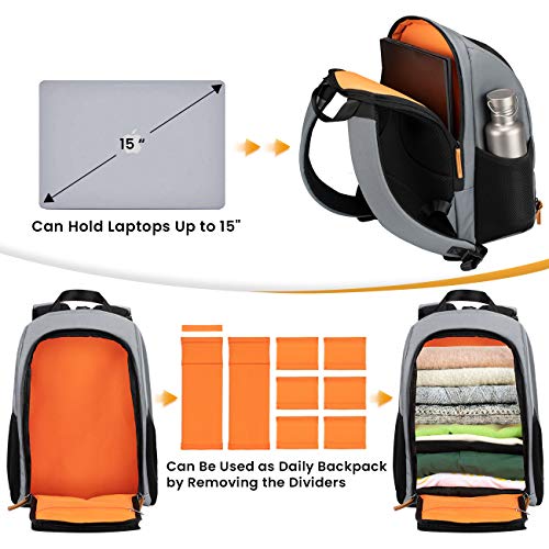 TARION Large Camera Backpacks for Photographers - Waterproof Camera Bag Photography backpack with 15.6" Laptop Compartment Rain Cover Side Access Tripod Holder(TB02 Grey) - Image 3