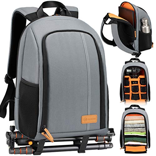 TARION Large Camera Backpacks for Photographers - Waterproof Camera Bag Photography backpack with 15.6" Laptop Compartment Rain Cover Side Access Tripod Holder(TB02 Grey) - Image 1