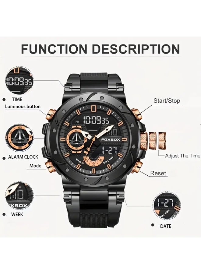 FOXBOX Fashion Men'S Digital Watch for Business And Sports, Featuring Multi-Function Dual Display And Automatic Date, a Perfect Quartz Watch for Men, an Ideal Gift - Image 4