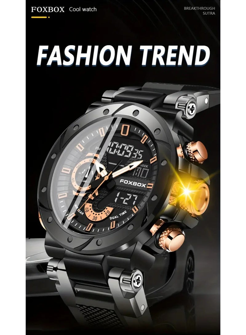FOXBOX Fashion Men'S Digital Watch for Business And Sports, Featuring Multi-Function Dual Display And Automatic Date, a Perfect Quartz Watch for Men, an Ideal Gift - Image 1