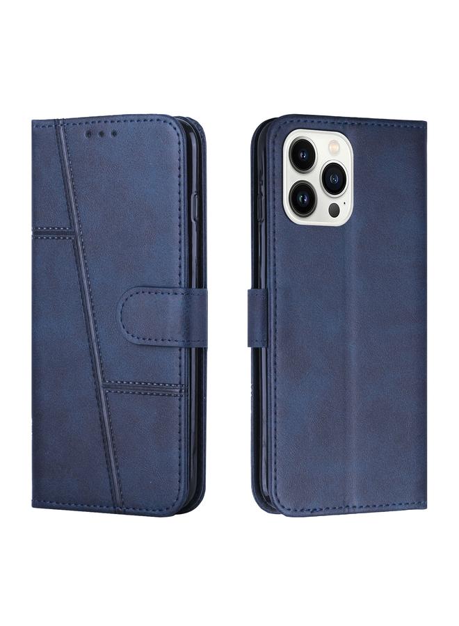 اس-توب جراب لهاتف iPhone 15 Pro مصنوع من جلد العجل مع مشبك وخياطة - Image 1