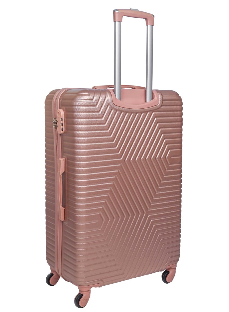 TRAVEL WAY مجموعة حقائب سفر خفيفة الوزن من ترافيل واي مكونة من حقيبتين - حقيبة سفر ذات حجمين - حقيبة سفر صلبة للسفر | حقيبة أمتعة ABS مع 4 عجلات دوارة (ذهبي وردي، مجموعة من 2) - Image 3
