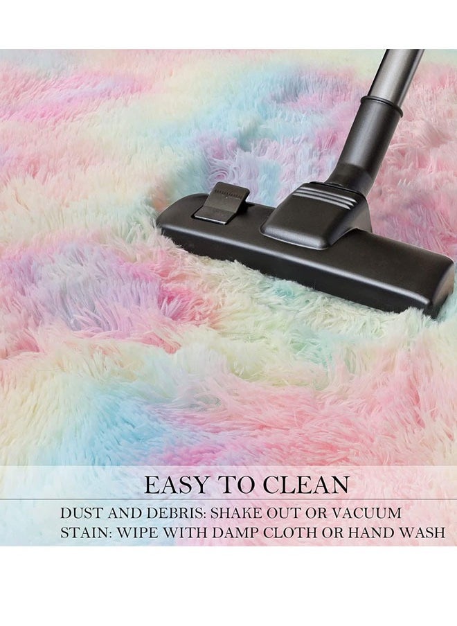 HQ-GAMING - Fluffy Rugs for Living Room  Area Rug for Bedroom Soft Plush Carpet for Kids Playroom Furry Toddler Nursery Rug  Fuzzy Dorm Rug for Collage Boy Girl Lridescent - Image 1