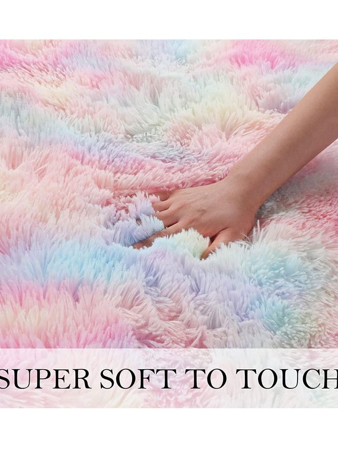 HQ-GAMING - Fluffy Rugs for Living Room  Area Rug for Bedroom Soft Plush Carpet for Kids Playroom Furry Toddler Nursery Rug  Fuzzy Dorm Rug for Collage Boy Girl Lridescent - Image 1