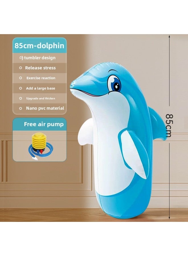 Sandbag Tumbler Decompression Sandbag Adult Home Boxing Training Equipment Kidsren's Fitness Inflatable Boxing Column Cool-Color:Blue Dolphin [upgraded Nano Material] Comes With Air Pump + Repair Patch  - Image 1