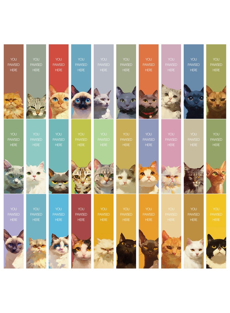 30 Pcs Cat Bookmarks Cute Cat Theme Paper Bookmarks for Adult Kids Unique Cat Book Markers for Students Teachers School Home Office Reading Book Lovers - Image 1