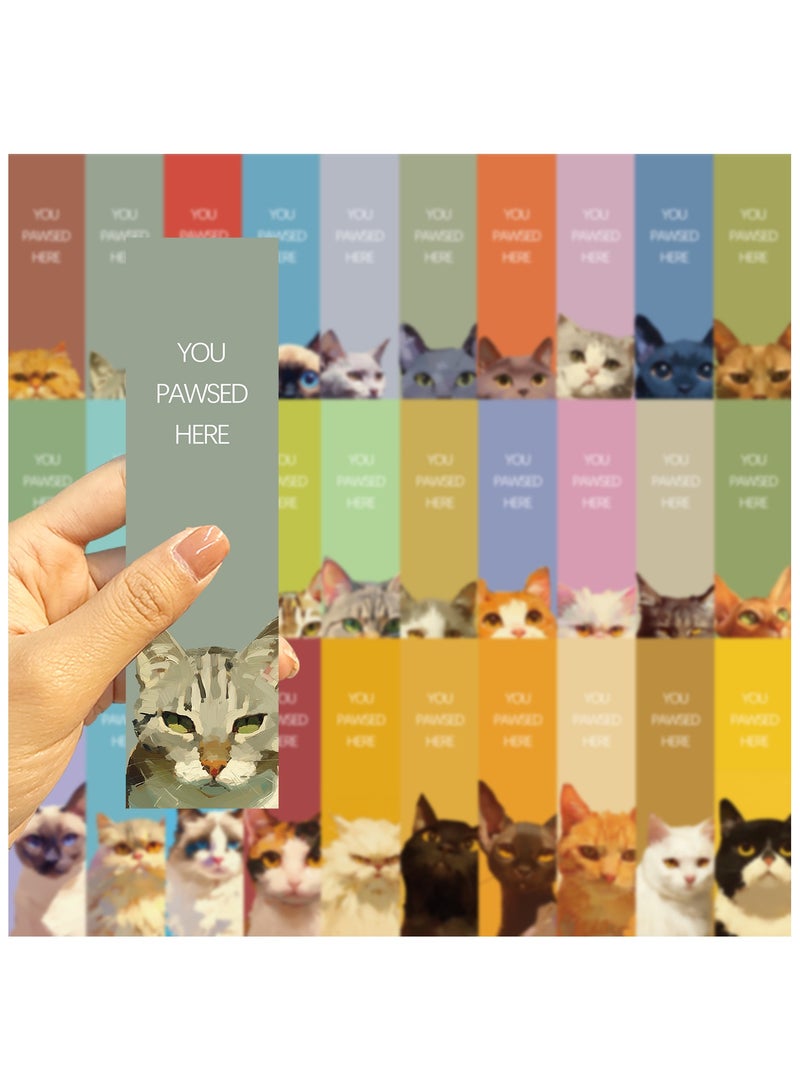 30 Pcs Cat Bookmarks Cute Cat Theme Paper Bookmarks for Adult Kids Unique Cat Book Markers for Students Teachers School Home Office Reading Book Lovers - Image 3