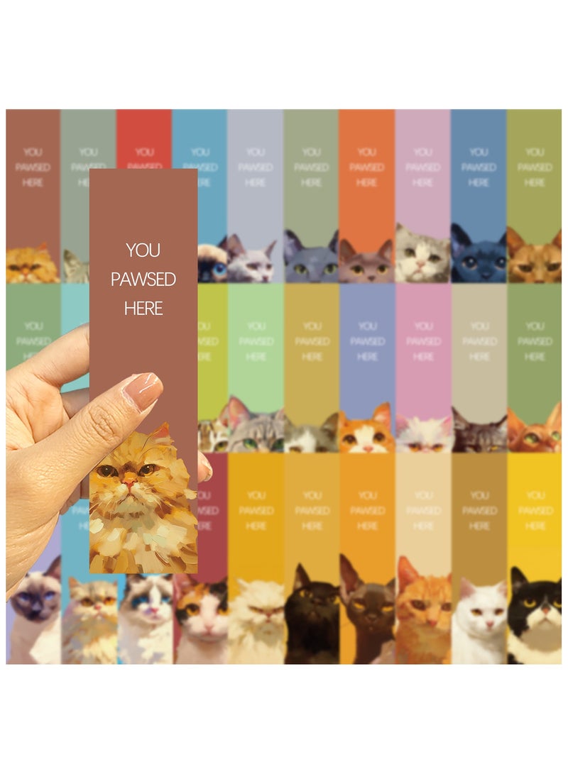 30 Pcs Cat Bookmarks Cute Cat Theme Paper Bookmarks for Adult Kids Unique Cat Book Markers for Students Teachers School Home Office Reading Book Lovers - Image 4