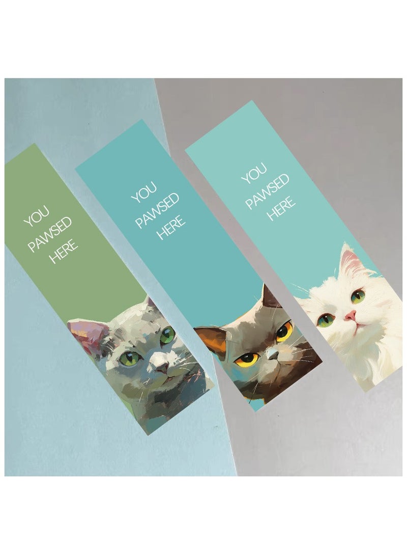 30 Pcs Cat Bookmarks Cute Cat Theme Paper Bookmarks for Adult Kids Unique Cat Book Markers for Students Teachers School Home Office Reading Book Lovers - Image 5