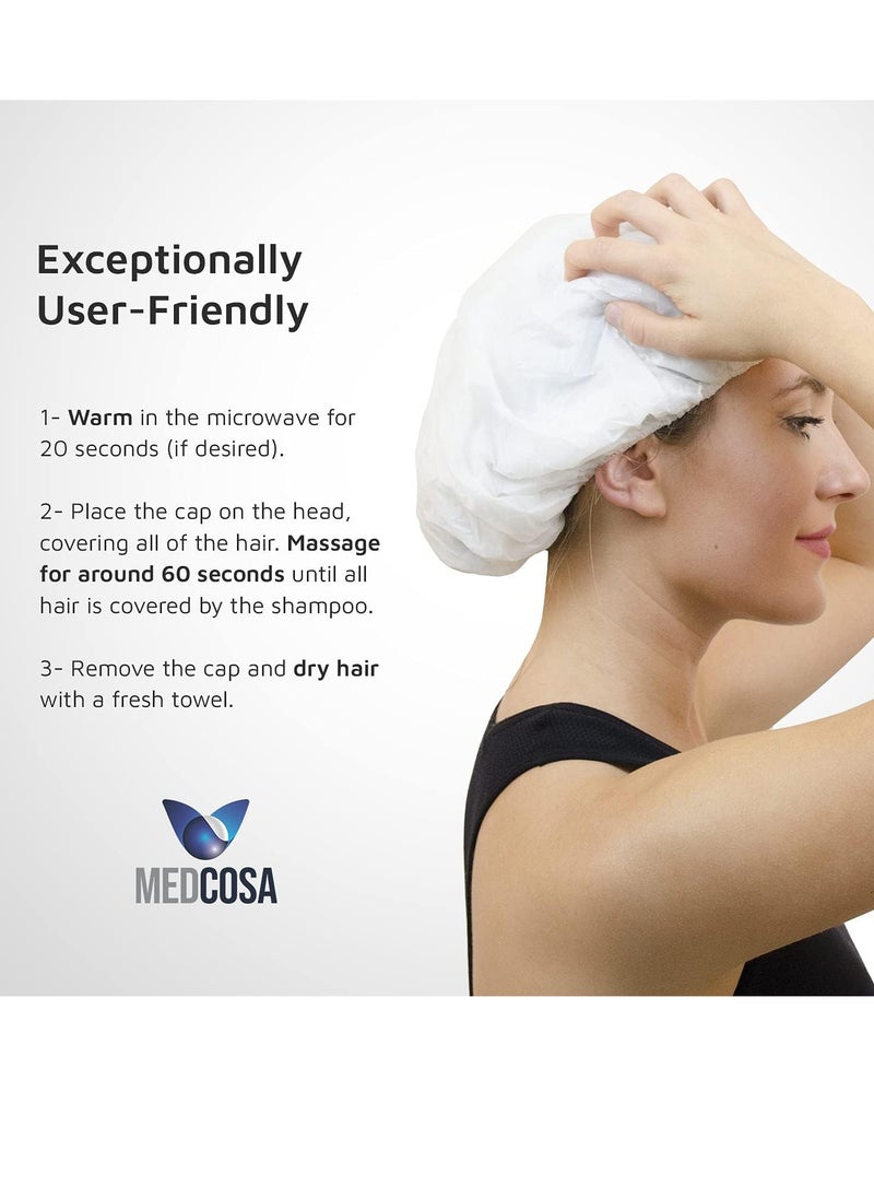 Medcosa - Medcosa No Rinse Shampoo Caps - Waterless Shampoo and Conditioner Hair Wash Cap - Dry Hair Washing Aids with Aloe Vera and Vitamins - Pack of 5 Rinse Free No Water Shower Caps - Image 1