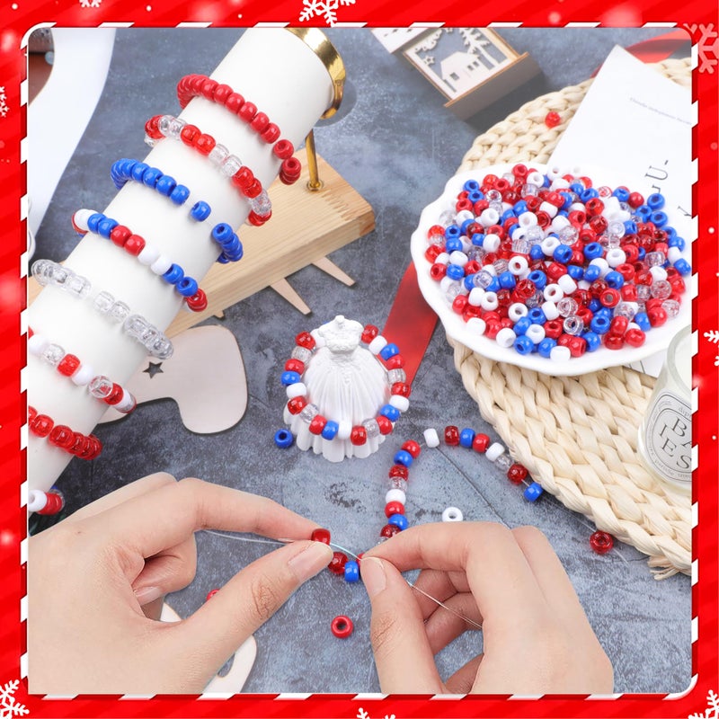 Kakw Red Pony Beads - 1000 Pcs Plastic Beads For Friendship Bracelets  Hair Braiding & Jewelry Making - 6X9Mm  Large Hole - Image 5