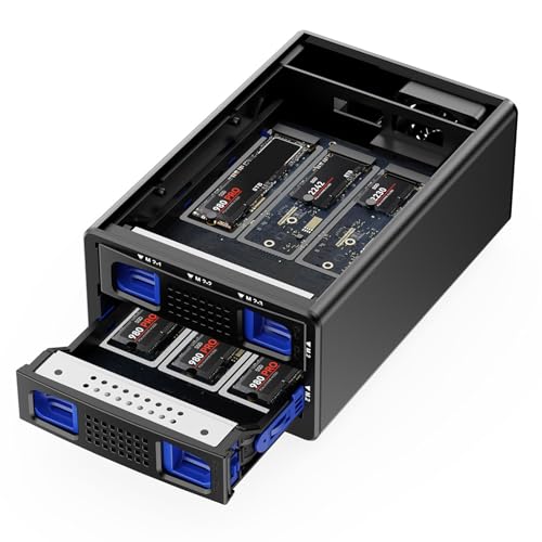 CENMATE 2*3 M / B+M Key M.2 NVMe Enclosure with Cooling Fan and USB A/C 3.2 Gen 2 (10Gbps), Hard Drive Enclosure Support 48TB(2*3*8TB 2230/2242/2260/2280/22110 SSDs) - Image 1