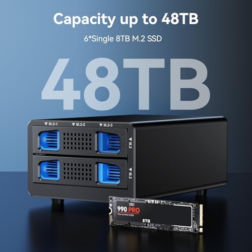 CENMATE 2*3 M / B+M Key M.2 NVMe Enclosure with Cooling Fan and USB A/C 3.2 Gen 2 (10Gbps), Hard Drive Enclosure Support 48TB(2*3*8TB 2230/2242/2260/2280/22110 SSDs) - Image 2