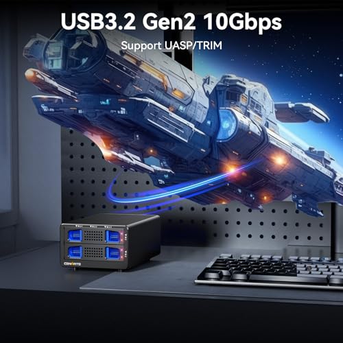 CENMATE 2*3 M / B+M Key M.2 NVMe Enclosure with Cooling Fan and USB A/C 3.2 Gen 2 (10Gbps), Hard Drive Enclosure Support 48TB(2*3*8TB 2230/2242/2260/2280/22110 SSDs) - Image 3