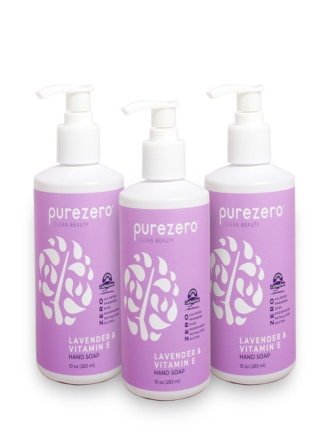 Purezero Lavender & Vitamin E Hand Soap Soothing & Hydrating, Paraben-Free & Vegan Liquid Hand Wash for Bathroom or Kitchen, USA-Made, Cruelty-Free, 10 ounces (3 Pack - Image 1