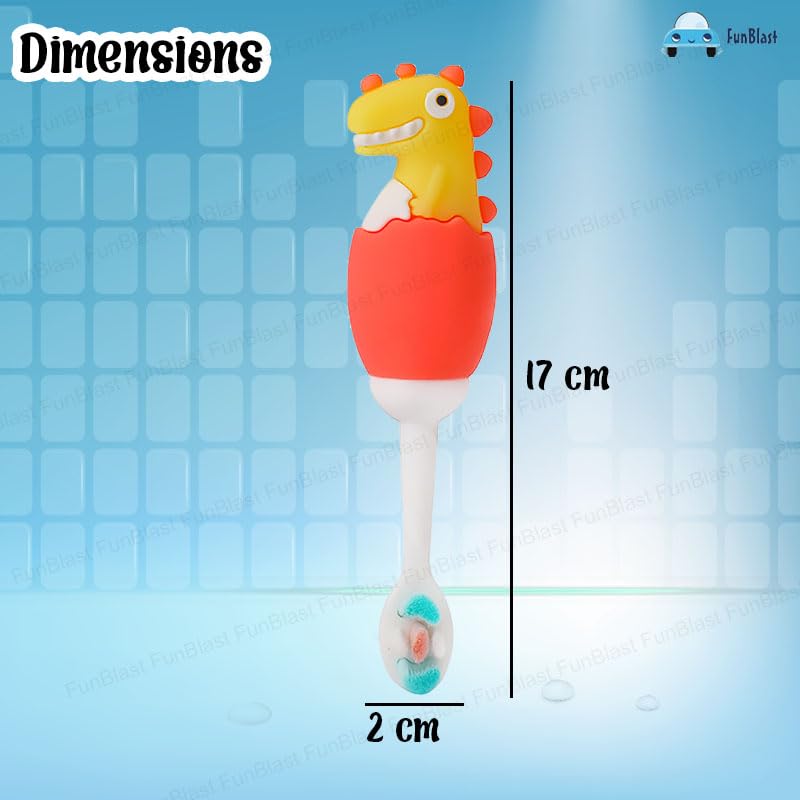 FunBlast Kids Toothbrush - Animal Design Soft Tooth Brush, Extra Microfiber Soft Bristles Toothbrush for 3-6 Years old Children, Manual Toothbrush for Kids, (Pack of 1 Random Colour) - Image 2