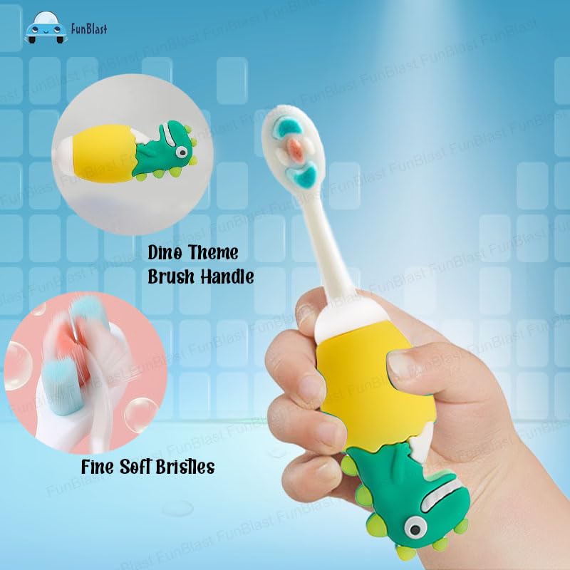 FunBlast Kids Toothbrush - Animal Design Soft Tooth Brush, Extra Microfiber Soft Bristles Toothbrush for 3-6 Years old Children, Manual Toothbrush for Kids, (Pack of 1 Random Colour) - Image 4