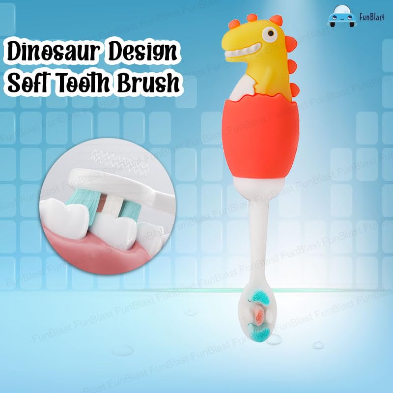 FunBlast Kids Toothbrush - Animal Design Soft Tooth Brush, Extra Microfiber Soft Bristles Toothbrush for 3-6 Years old Children, Manual Toothbrush for Kids, (Pack of 1 Random Colour) - Image 5