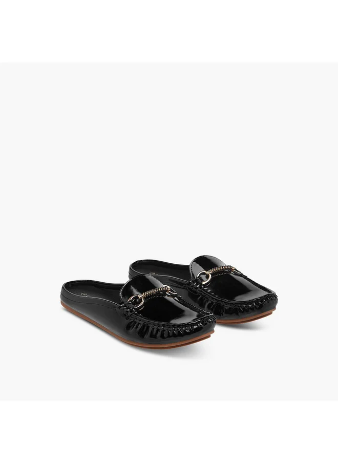 لو كونفورت Women's Slip-On Mules with Metal Accent