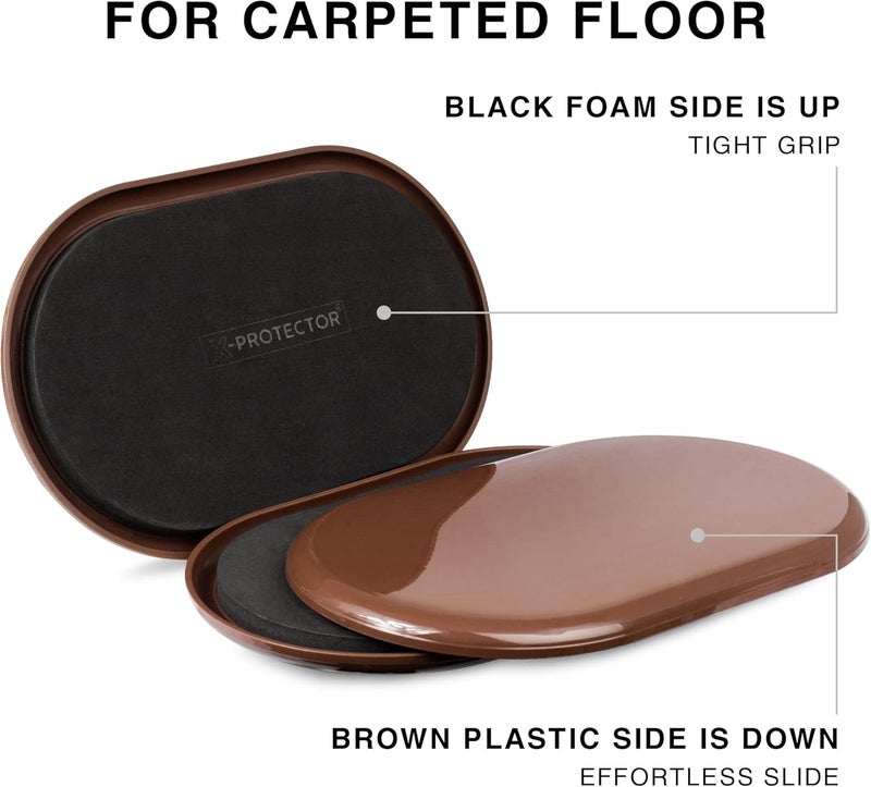 X-Protector Furniture Sliders for Carpet - 4 PCS 6" x 3 1/2" - The Best Heavy-Duty Moving Pads - Sliders for Furniture. Move Your Furniture Easily with Reusable Furniture Moving Sliders for Carpets! - Image 3