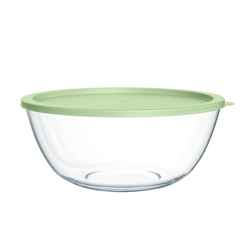 Quald Extra Large Glass Mixing Bowls Clear Glass Salad Cooking Bowls for Kitchen Salad Bread Storage (4.7Qt) - Image 1