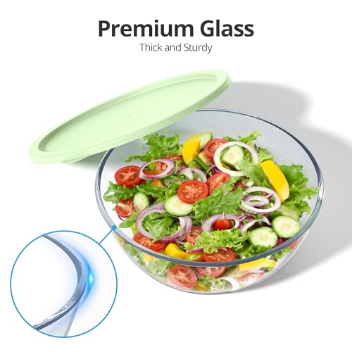 Quald Extra Large Glass Mixing Bowls Clear Glass Salad Cooking Bowls for Kitchen Salad Bread Storage (4.7Qt) - Image 3