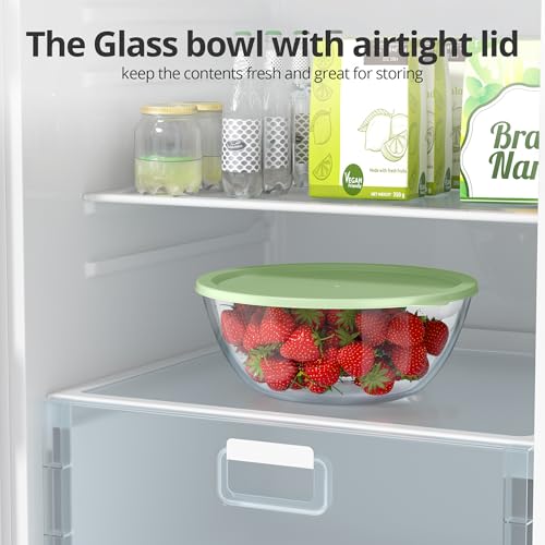 Quald Extra Large Glass Mixing Bowls Clear Glass Salad Cooking Bowls for Kitchen Salad Bread Storage (4.7Qt) - Image 5