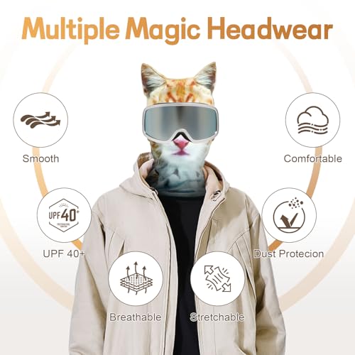 EQUNROY 2 Pack 3D Cat Ski Mask with Ears Funny Animal Balaclava for Winter Sports, Outdoor Activities, Halloween Costumes, Breathable Face Cover for Men & Women - Image 3