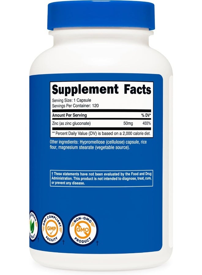 Nutricost Zinc Gluconate 120 Vegetarian Capsules 50Mg - Gluten Free And Non-Gmo - Image 2